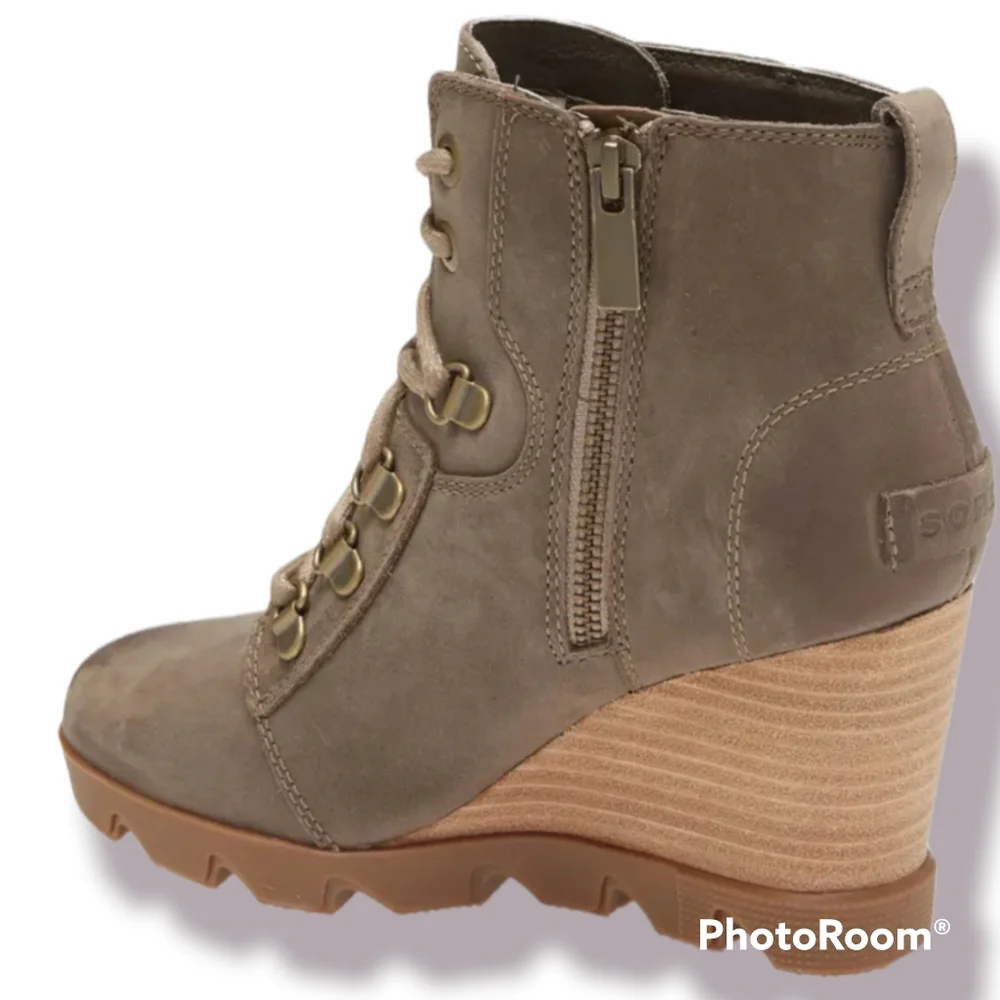 Sorel Joan Of Arc Uptown Waterproof Wedge In Khaki - Picture 3 of 11